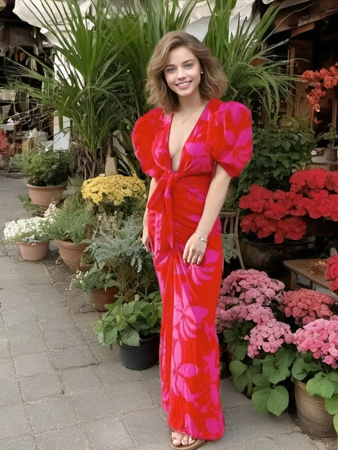 Robe colorée à plis